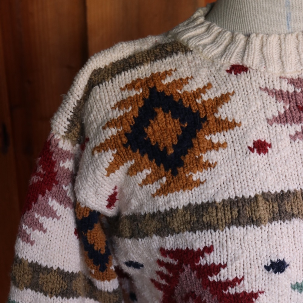 L.L. Bean Multicolor Patterned Crew Neck Sweater - image 5